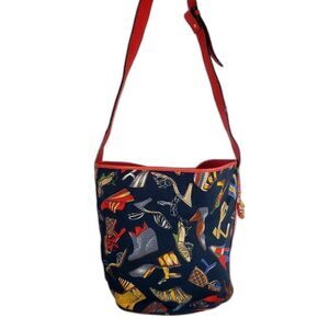 Salvatore Ferragamo Vintage Designer Bag Purse Novelty Shoe Print Gold Charm